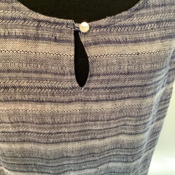 Pure j jill linen Women’s XS 100% linen sleeveless blue striped beach wave dress - Picture 5 of 12